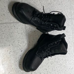 Steel toe leather work boots